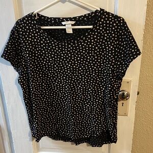 H&M Black and White Polka Dot Short Sleeve Top